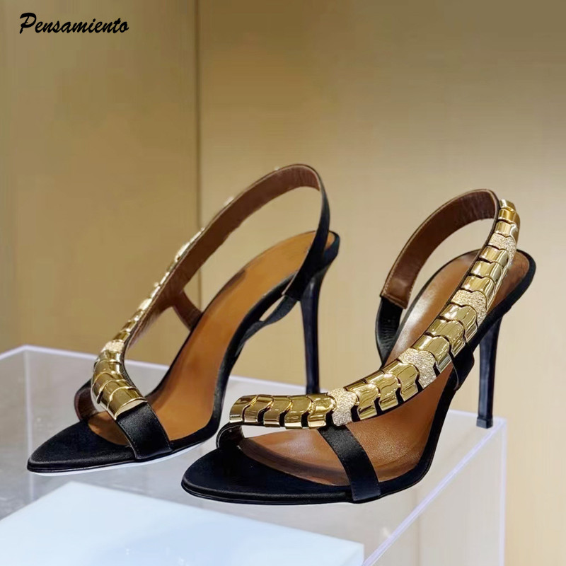 Luxury Lifestyle Shoes - صنادل نسائية فاخرة مرصعة بالأحجار الكريمة