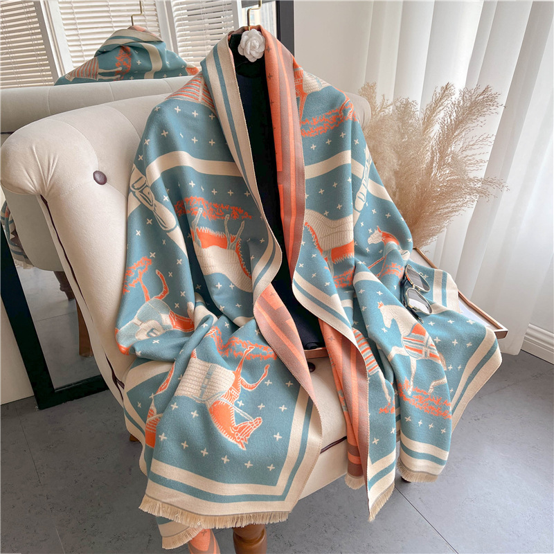 Cashmere Throw Blanket - الفاخرة الحصان طباعة سميكة بطانية كشمير