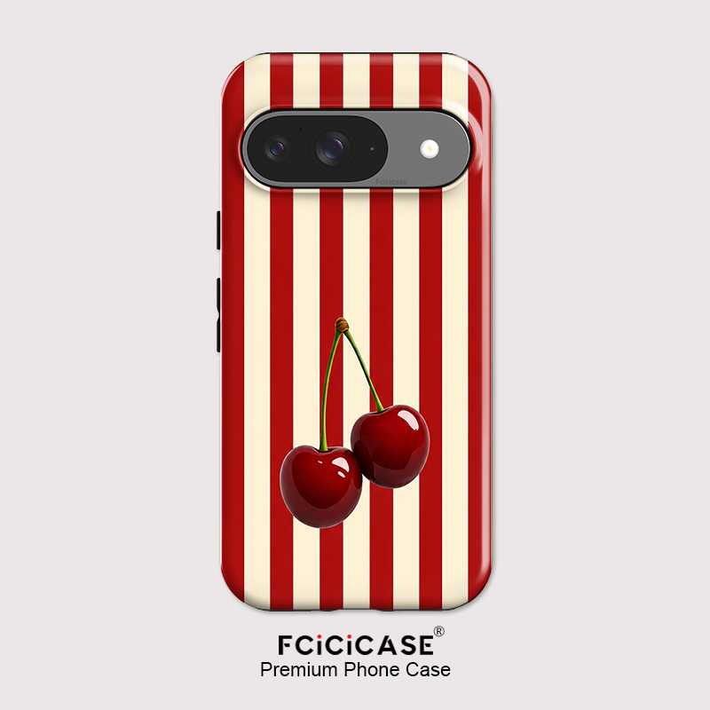 Google Pixel 9 Pro - حافظة هاتف Fcicicase بنمط خطوط الكرز
