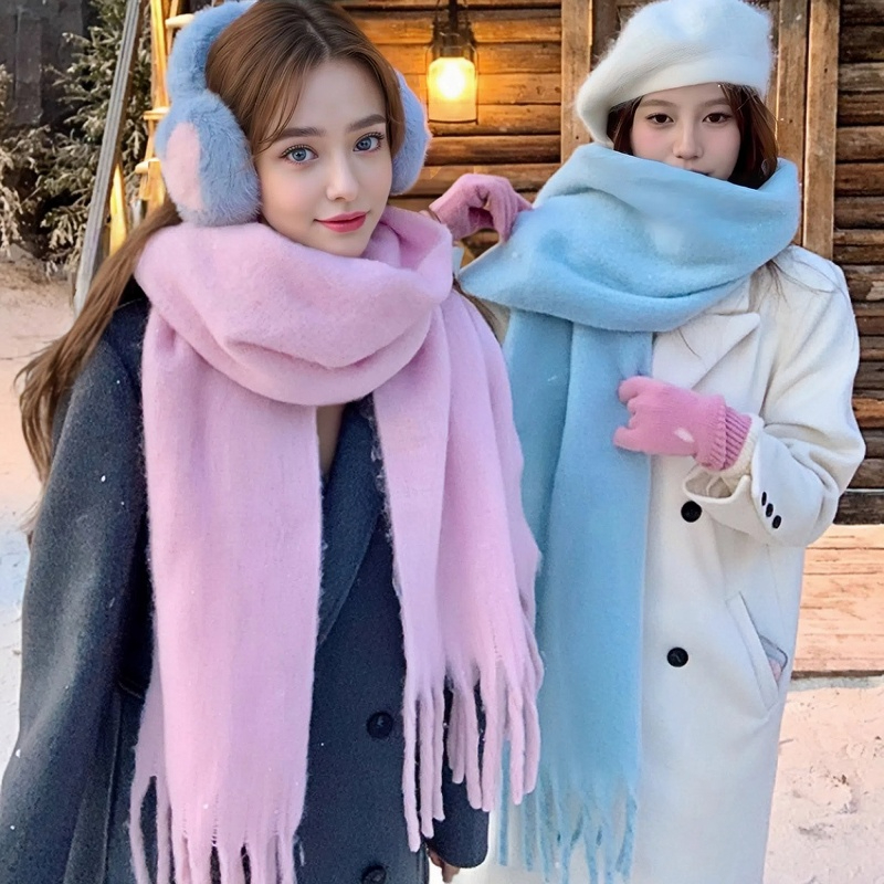Cashmere Throw Blanket - وشاح الشتاء للنساء الكشمير الدافئة الصلبة