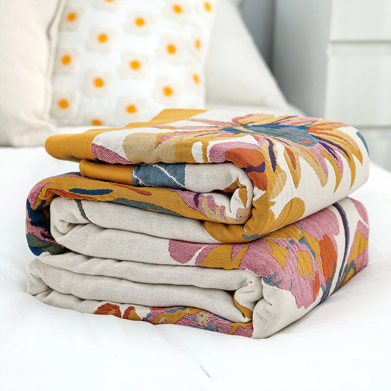 Cashmere Throw Blanket - بطانية قطنية بسيطة مع شاش موسلين